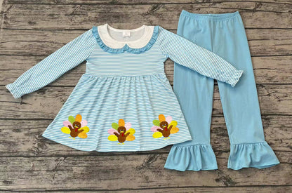 Pre-order GLP1768 baby girls long sleeve turkey outfits embroidery