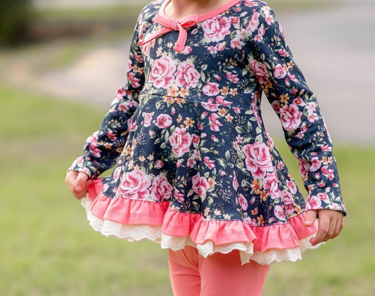 Pre-order GLP1773 baby girls long sleeve floral outfits ( Deadline August 30 )