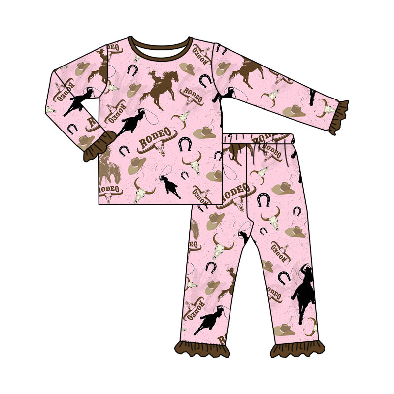 Pre-order GLP1789 baby girls long sleeves rodeo pajamas ( Deadline September 3 )