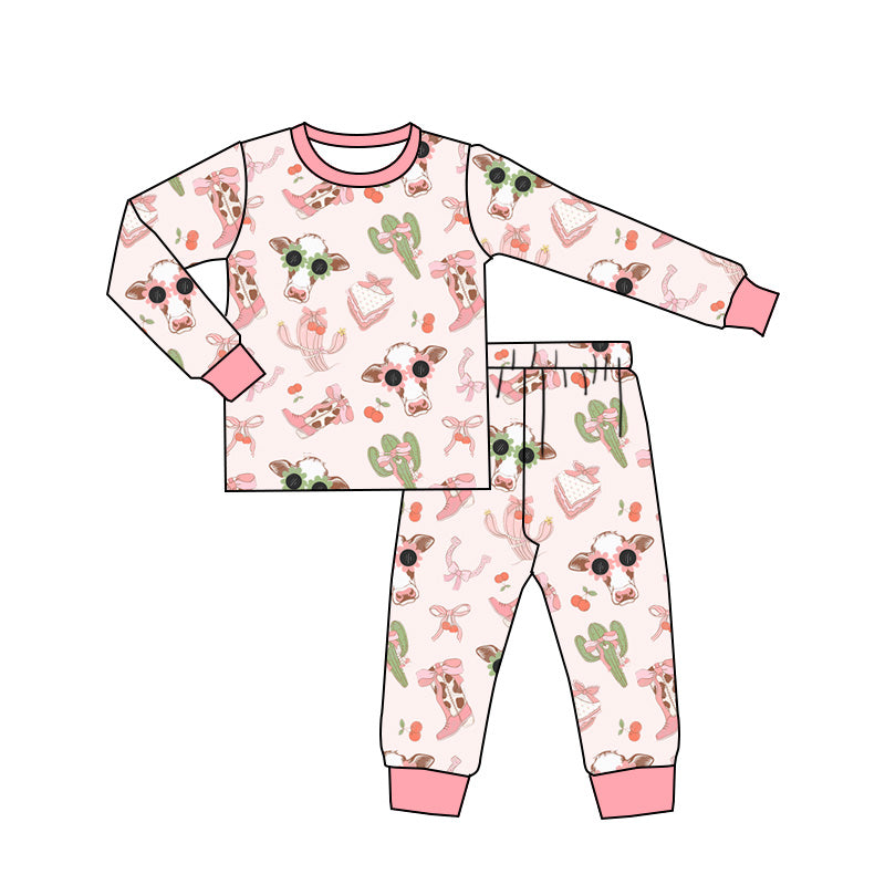 Pre-order GLP1791 baby girls long sleeves pink boots pajamas ( Deadline September 3 )