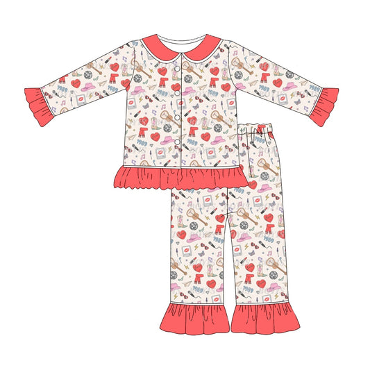 Pre-order GLP1797 baby girls long sleeves red singer pajamas ( Deadline September 3 )