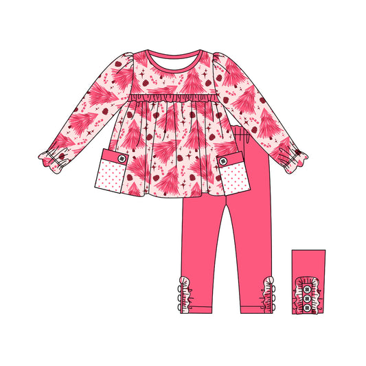 Pre-order GLP1807 baby girls long sleeves Christmas tree outfits ( Deadline September 4 )