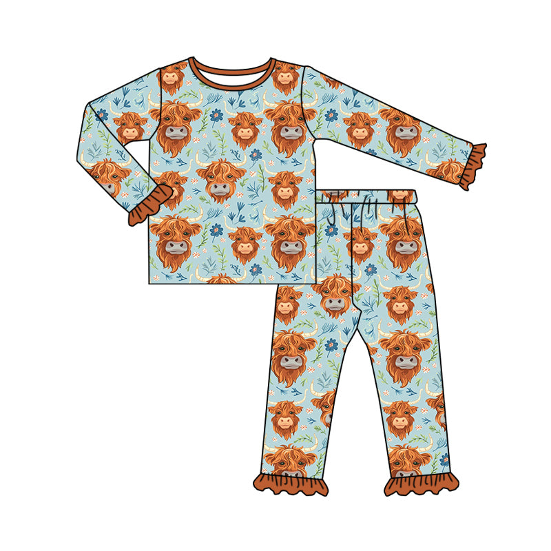 Pre-order GLP1810 baby girls long sleeves cow pajamas ( Deadline September 5 )