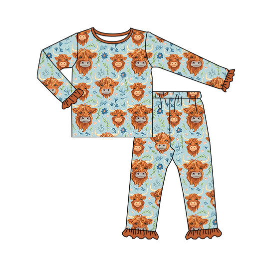 Pre-order GLP1810 baby girls long sleeves cow pajamas ( Deadline September 5 )