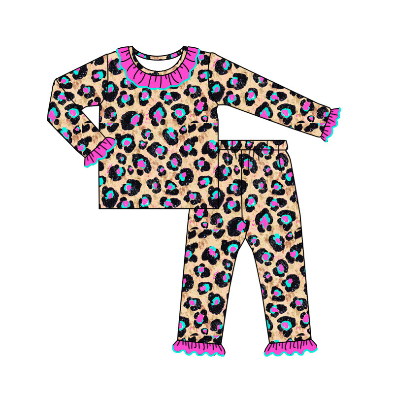 Pre-order GLP1811 baby girls long sleeves leopard pajamas ( Deadline September 5 )