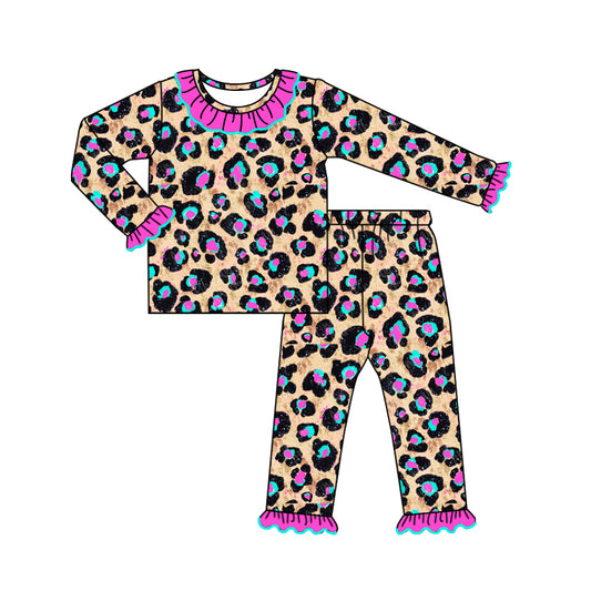 Pre-order GLP1811 baby girls long sleeves leopard pajamas ( Deadline September 5 )