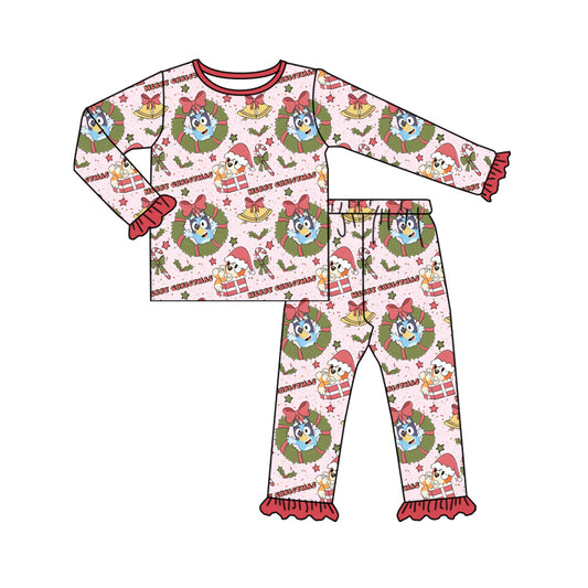 Pre-order GLP1816 baby girls long sleeves Christmas pajamas ( Deadline September 5 )