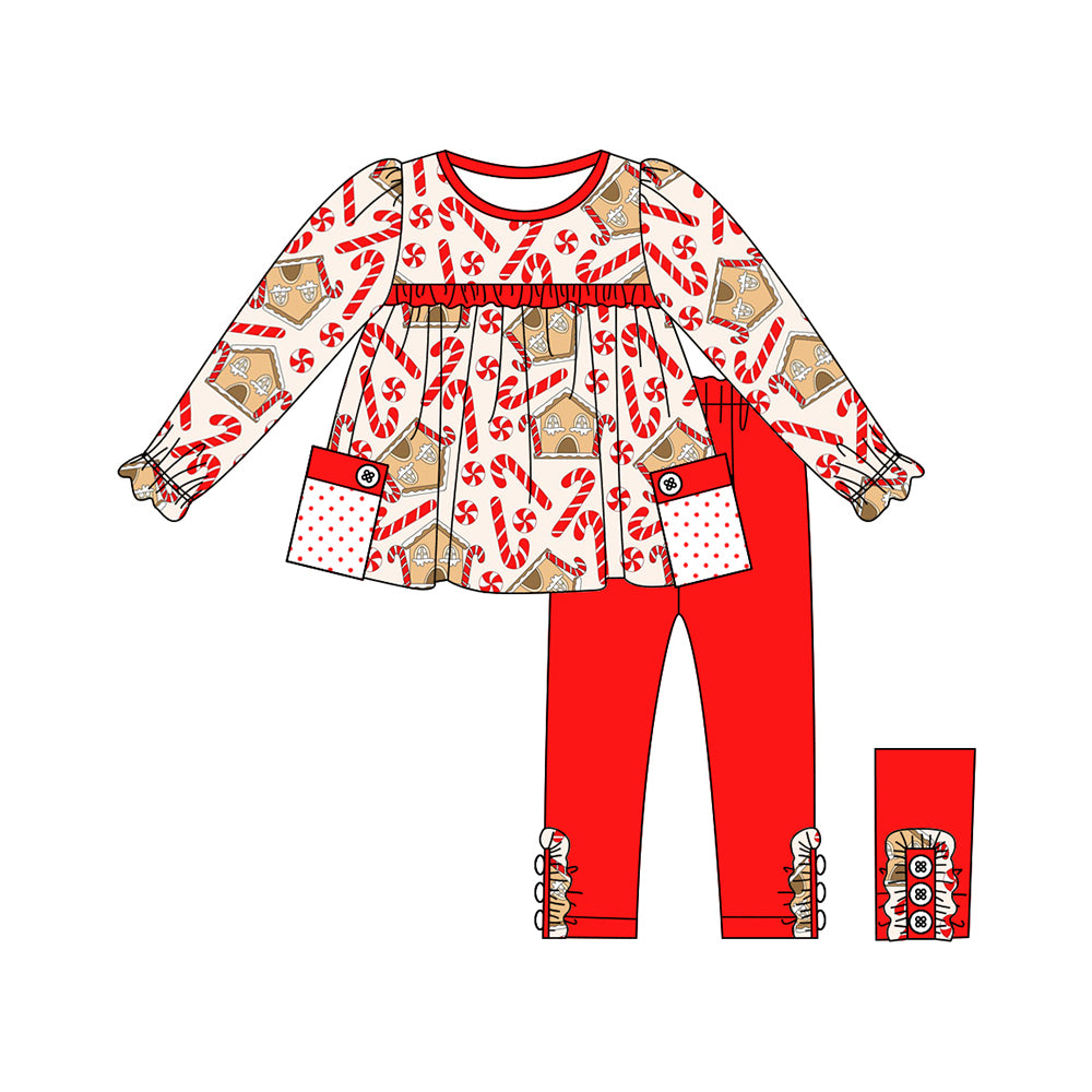 Pre-order GLP1819 baby girls long sleeves Christmas candy outfits ( Deadline September 6 )