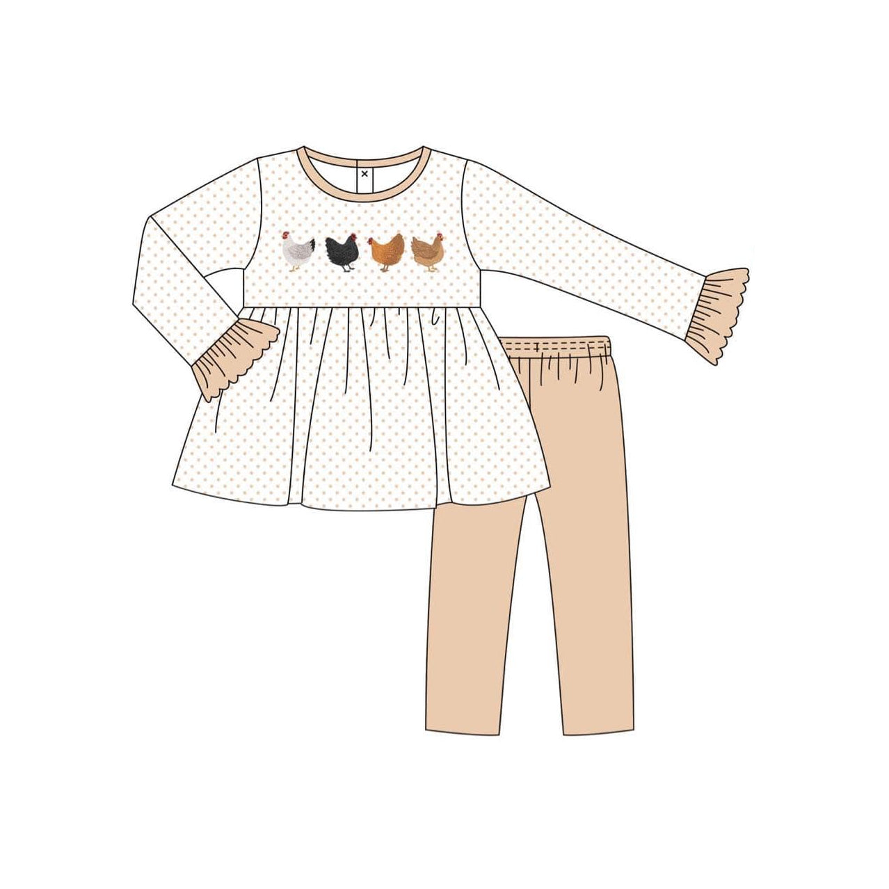 Pre-order GLP1827 baby girls long sleeves chicken outfits