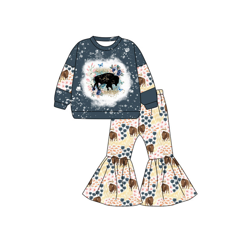 Pre-order GLP1829 baby girls long sleeves cow outfits ( Deadline September 20 )