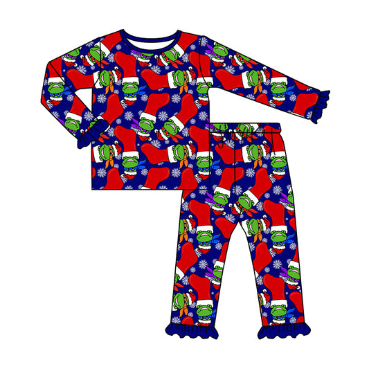 Pre-order GLP1834 baby girls long sleeves Christmas socks pajamas ( Deadline September 11 )