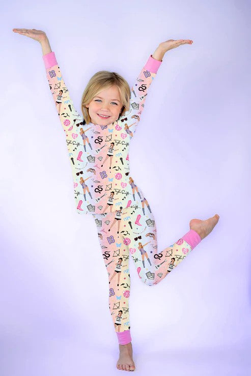 Pre-order GLP1844 baby girls long sleeves singer pajamas