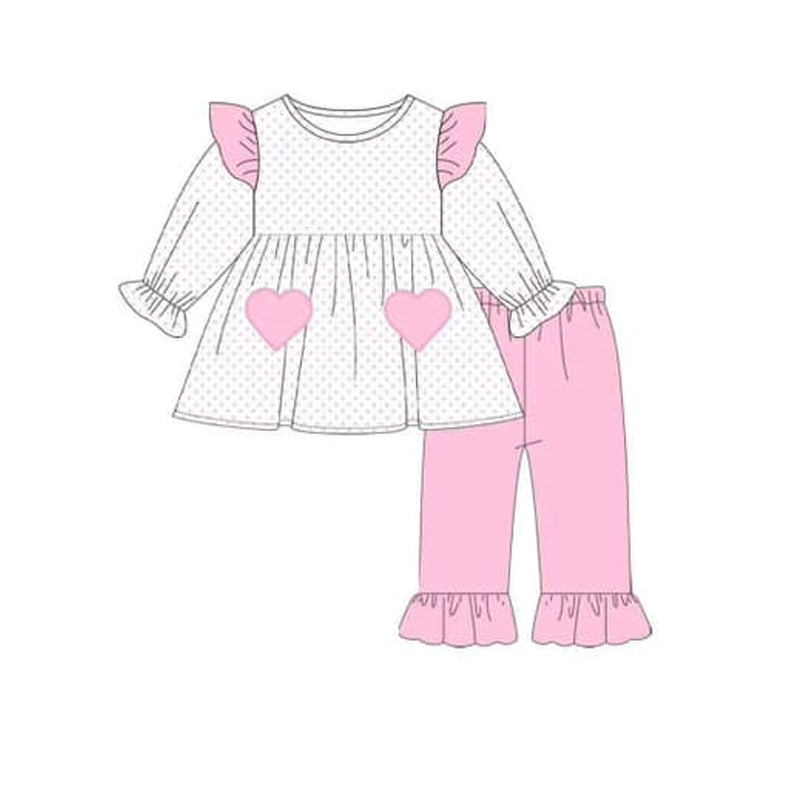 Pre-order GLP1855 baby girls long sleeves pink Valentine outfits ( Deadline September 16 )