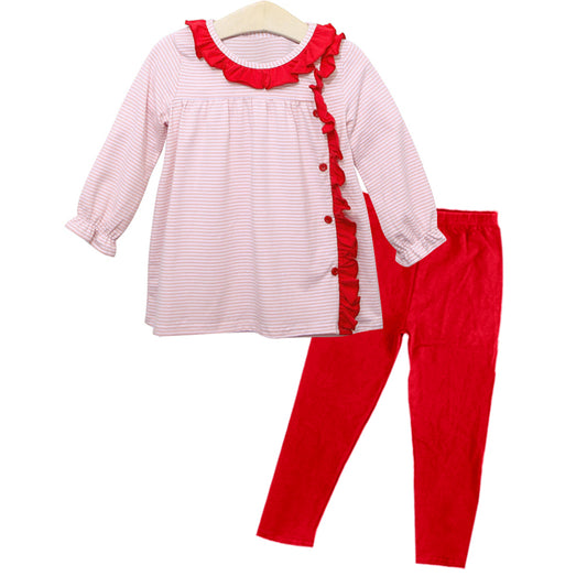 Pre-order GLP1865 baby girls long sleeves pink stripe outfits ( Deadline September 17 )