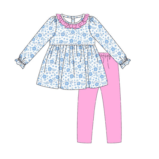 Pre-order GLP1875 baby girls long sleeves floral outfits ( Deadline September 18 )