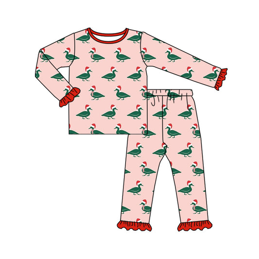 Pre-order GLP1892 baby girls long sleeves Christmas duck pajamas ( Deadline September 19 )