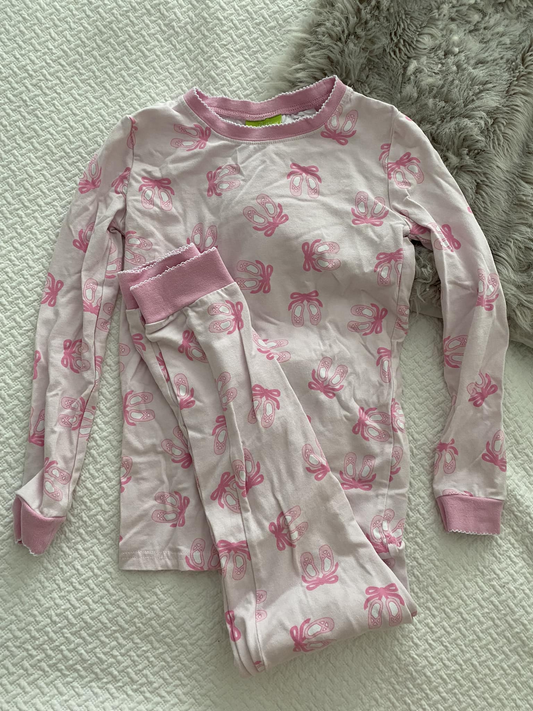 Pre-order GLP1916 baby girls long sleeves pink ballet pajamas ( Deadline September 23 )