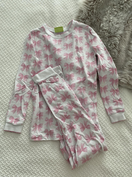 Pre-order GLP1917 baby girls long sleeves pink bows pajamas ( Deadline September 23 )