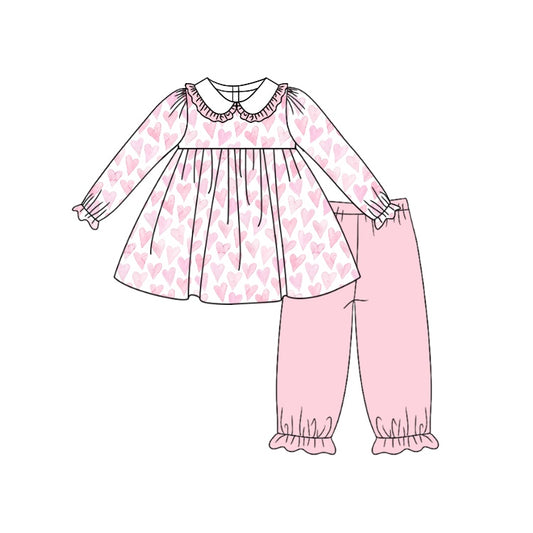 Pre-order GLP1919 baby girls long sleeves pink heart outfits ( Deadline September 23 )