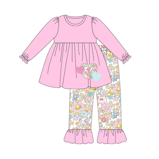 Pre-order GLP1920 baby girls long sleeves pink heart outfits ( Deadline September 23 )