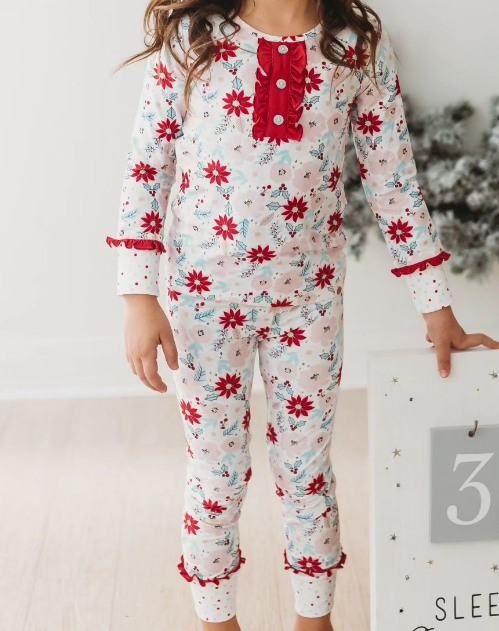 Pre-order GLP1936 baby girls long sleeves floral pajamas ( Deadline September 24 )