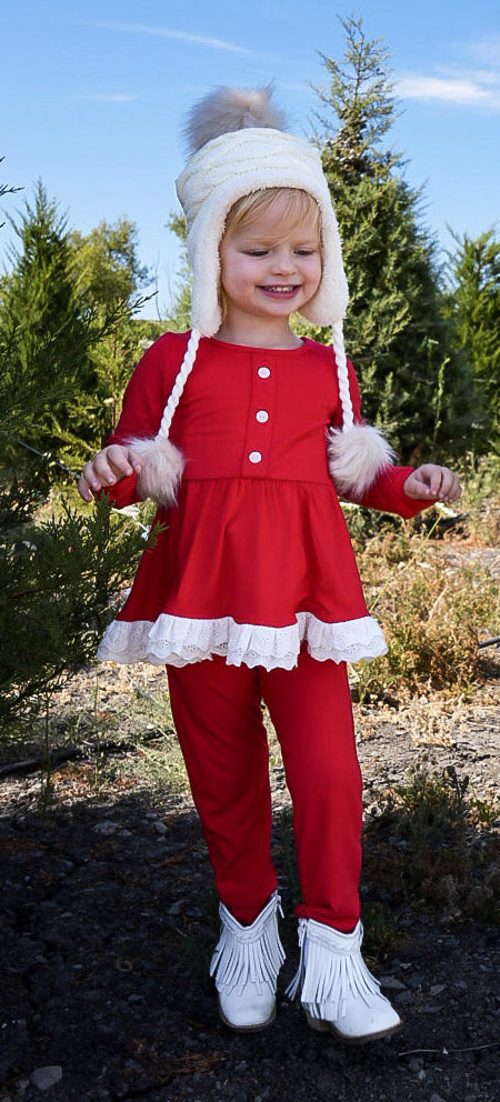 Pre-order GLP1944 baby girls long sleeves red outfits ( Deadline September 25 )