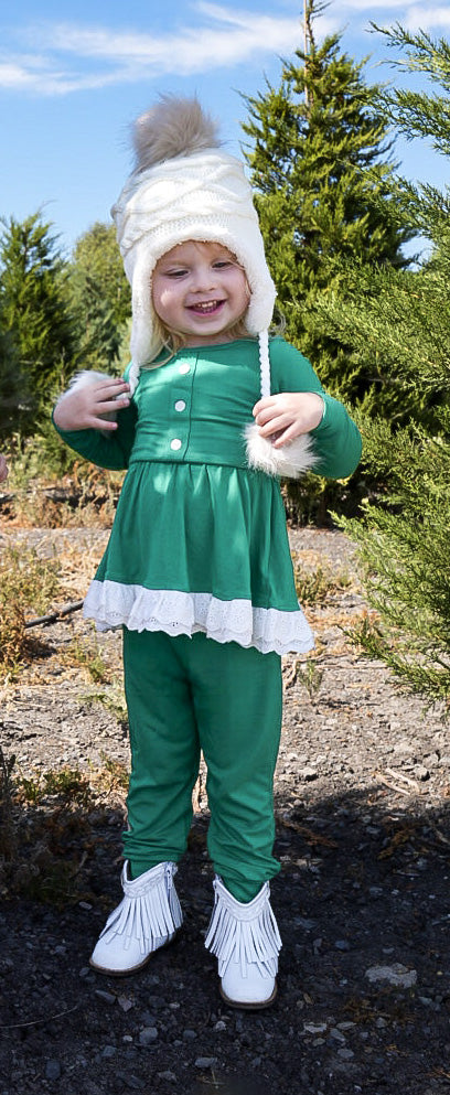 Pre-order GLP1945 baby girls long sleeves green outfits ( Deadline September 25 )