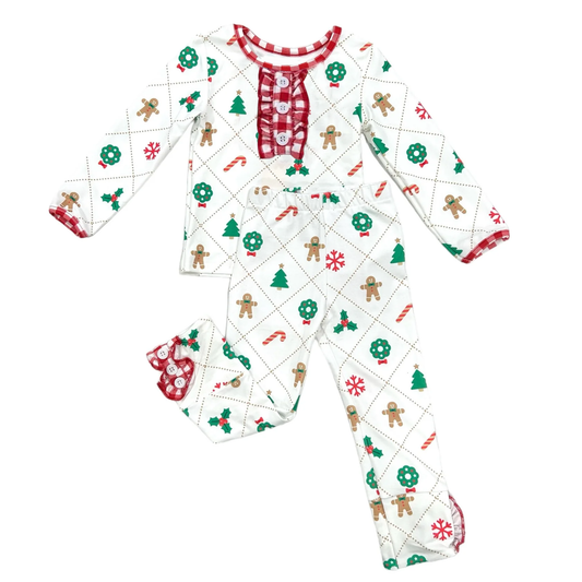 Pre-order GLP1947 baby girls long sleeves Christmas pajamas ( Deadline September 25 )