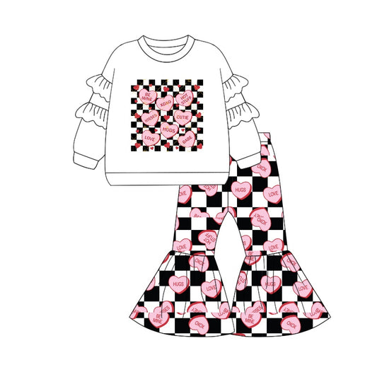 Pre-order GLP1954 baby girls long sleeves Valentine heart outfits ( Deadline September 27 )