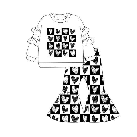 Pre-order GLP1955 baby girls long sleeves Valentine heart outfits ( Deadline September 27 )