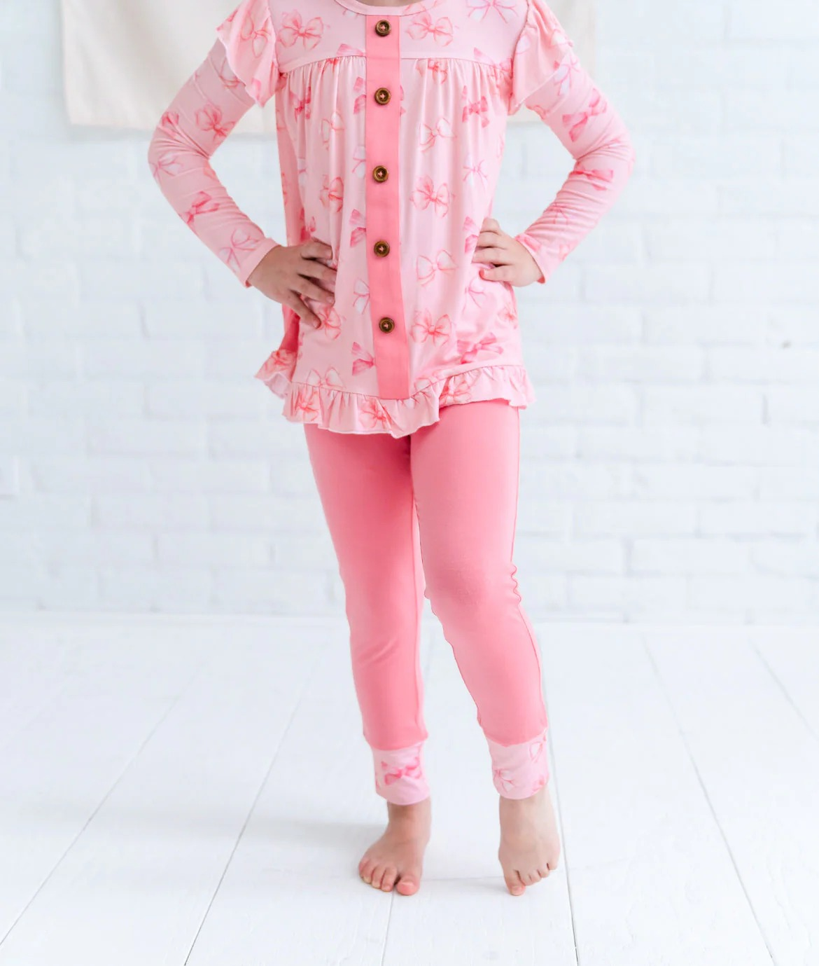 Pre-order GLP1958 baby girls long sleeves pink bows outfits ( Deadline September 27 )