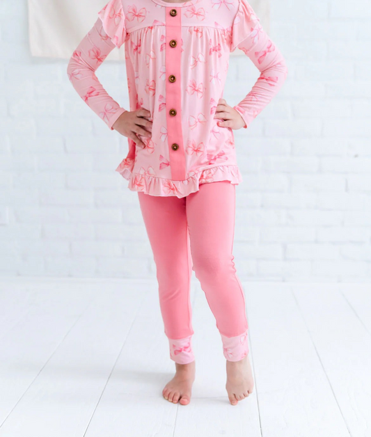 Pre-order GLP1958 baby girls long sleeves pink bows outfits ( Deadline September 27 )