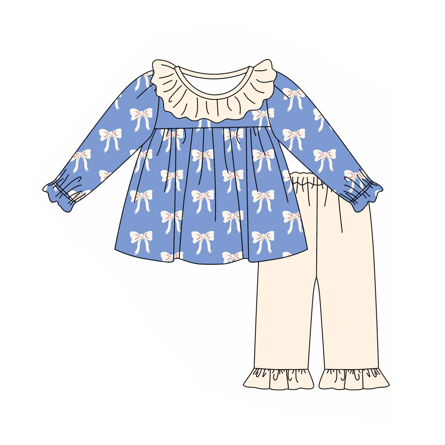 Pre-order GLP1972 baby girls long sleeves bows outfits ( Deadline September 29 )