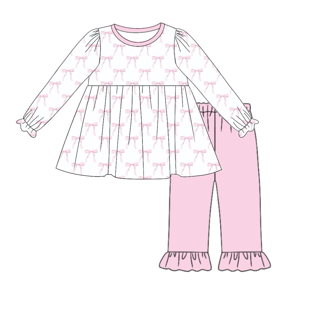 Pre-order GLP1973 baby girls long sleeves pink bows outfits ( Deadline September 29 )