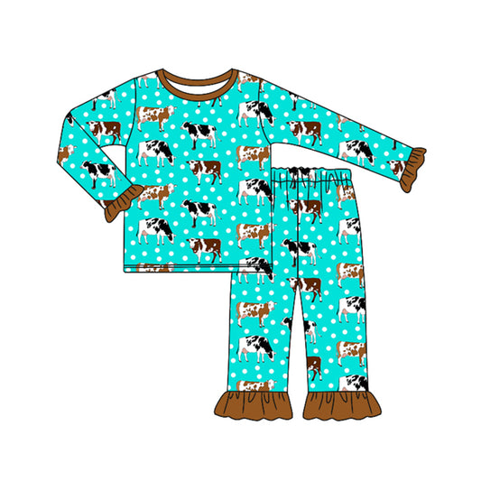 Pre-order GLP1974 baby girls long sleeves cow pajamas ( Deadline September 30 )