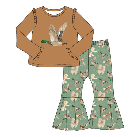 Pre-order GLP1983 baby girls long sleeves duck outfits ( Deadline Oct.1 )