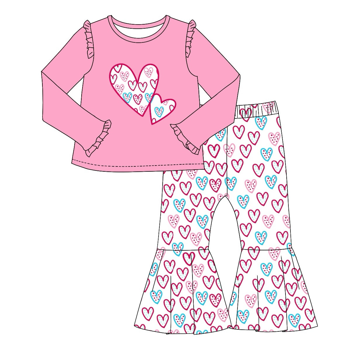 Pre-order GLP1985 baby girls long sleeves Valentine outfits ( Deadline Oct.1 )