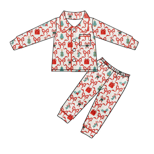 Pre-order GLP1994 Girls Christmas bows pajamas ( Deadline Oct.2 )