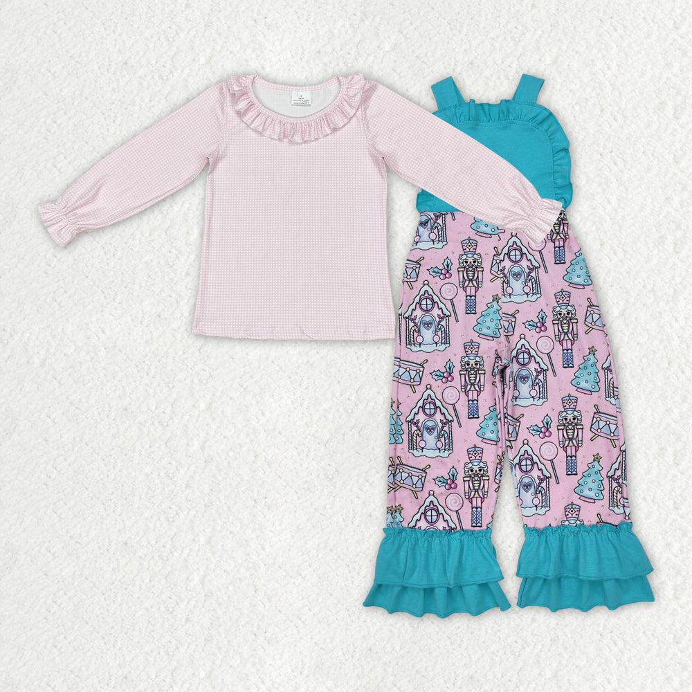 GLP2237 baby Girls pink plaid blue jumpsuit outfits