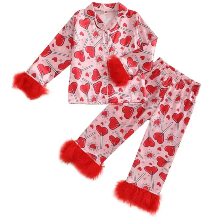 Pre-order GLP2266 baby GirlsValentine's Day  pajamas ( Deadline Dec.11 )