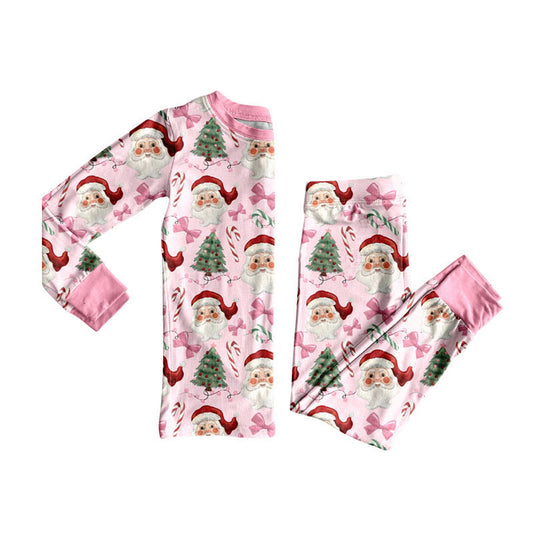 Pre-order GLP2746 baby girls Christmas Santa Claus tree pink pajamas ( Deadline 2025.9.12）