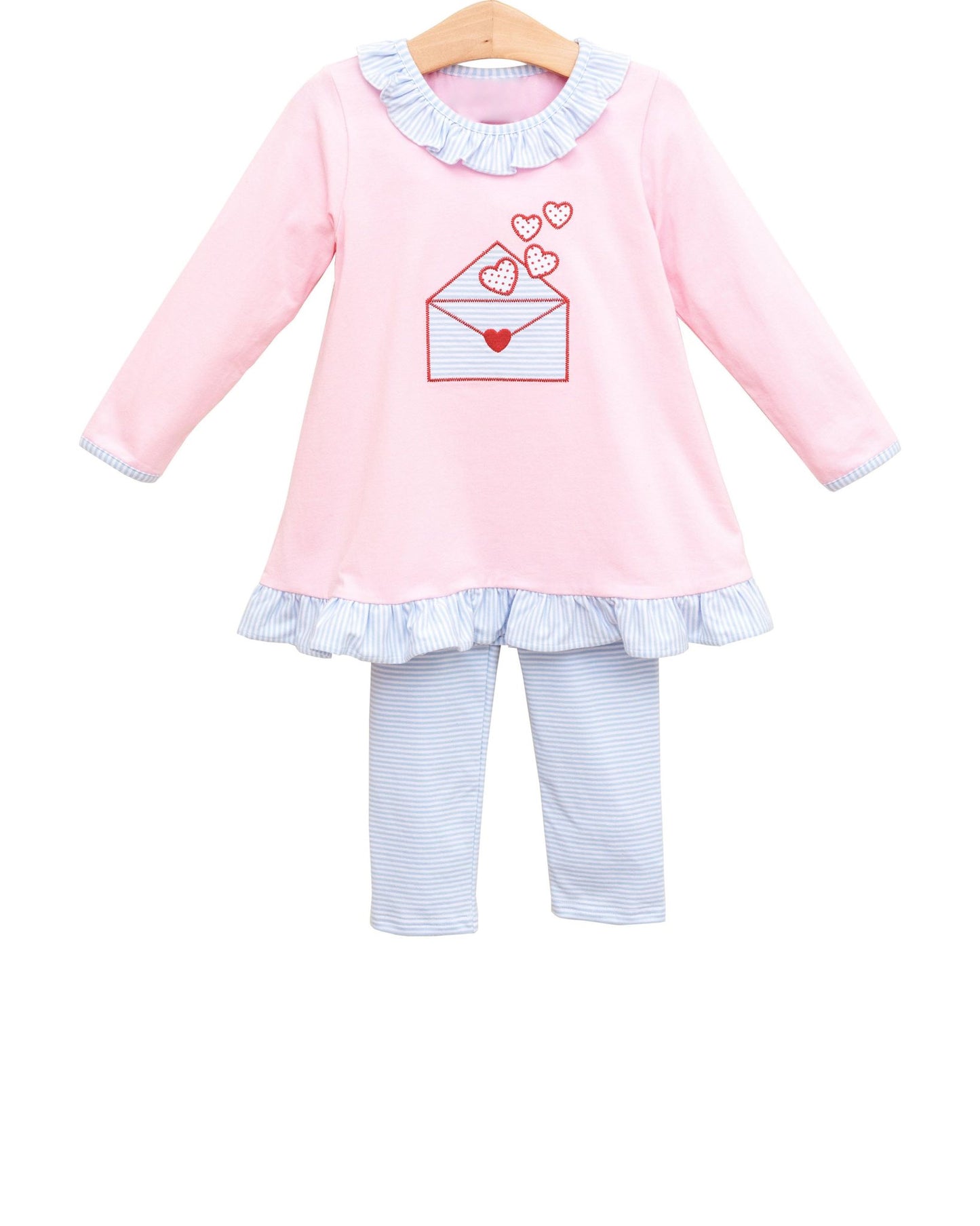 12.4 Pre-order GLP3260 baby girls Valentine's letter love long sleeves blue outfits