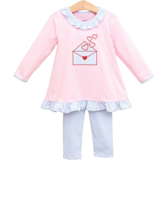 12.4 Pre-order GLP3260 baby girls Valentine's letter love long sleeves blue outfits