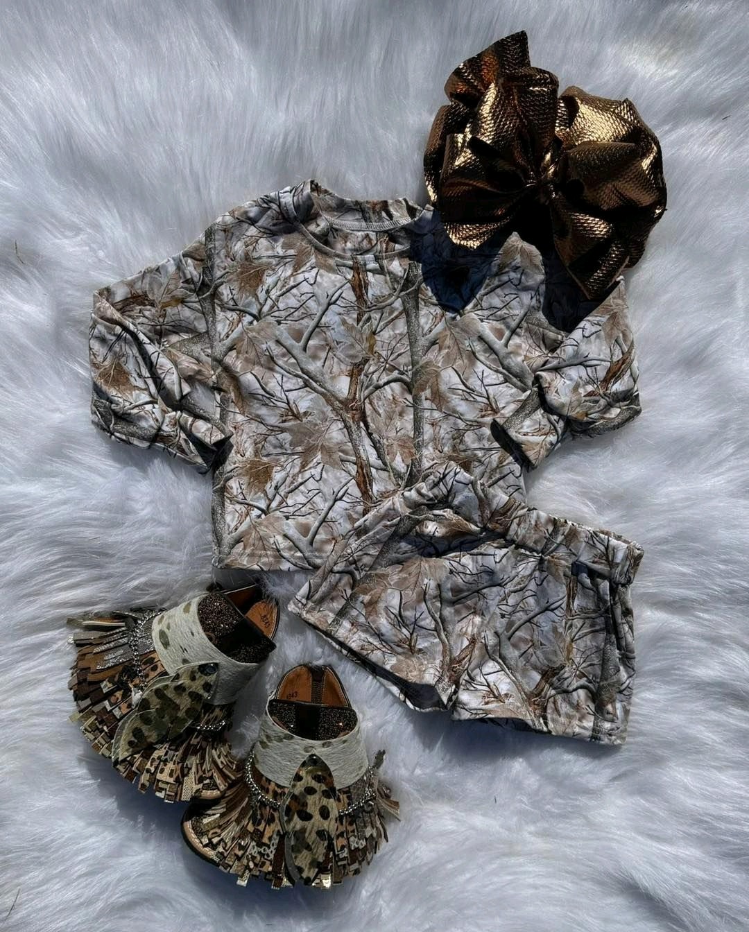 Pre-order GLS0063 girls leaves long sleeve shorts outfits