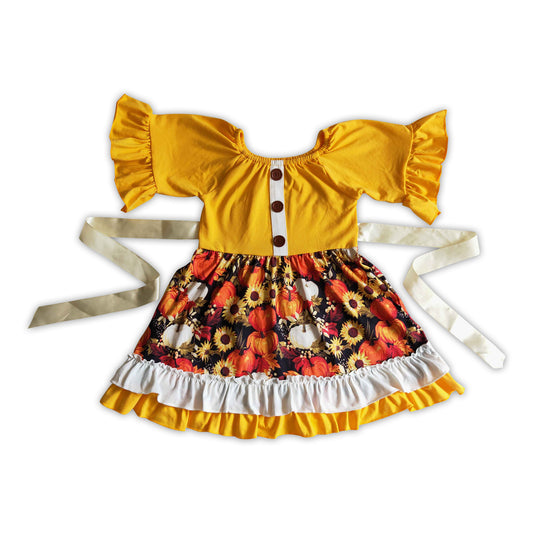 5.5  GSD0144 Girls Pumpkin Car Dress Yellow