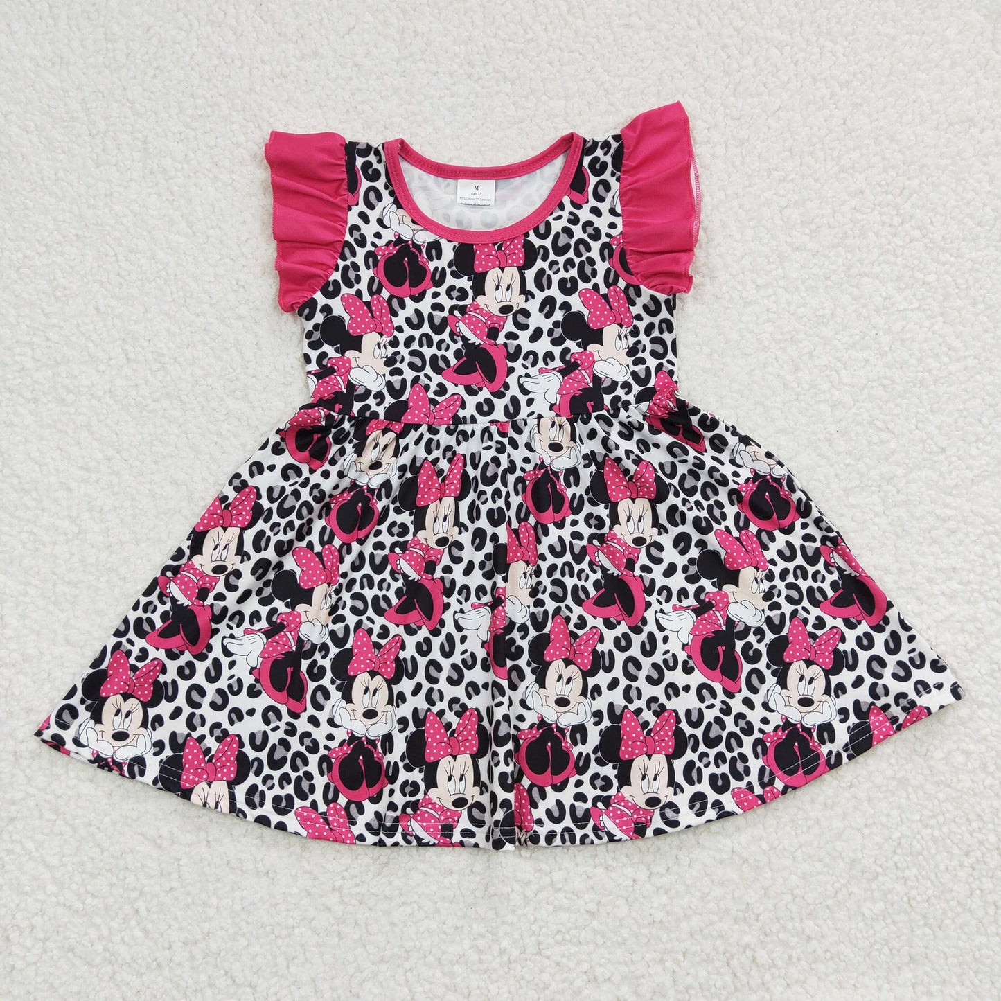 GSD0214 Girls Cartoon Dress Flutter Sleeves