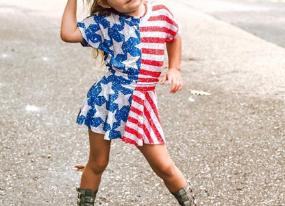 GSD1263 Stars stripe top skirt singer girls 4th of july outfits