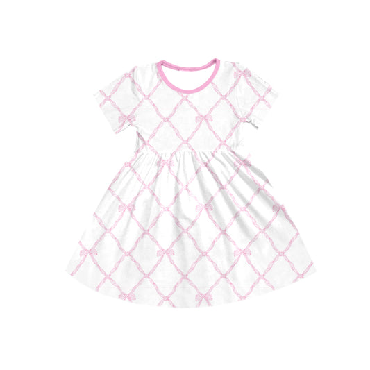 Pre-order GSD1408 Girls pink bows Dress ( Deadline August 6 )