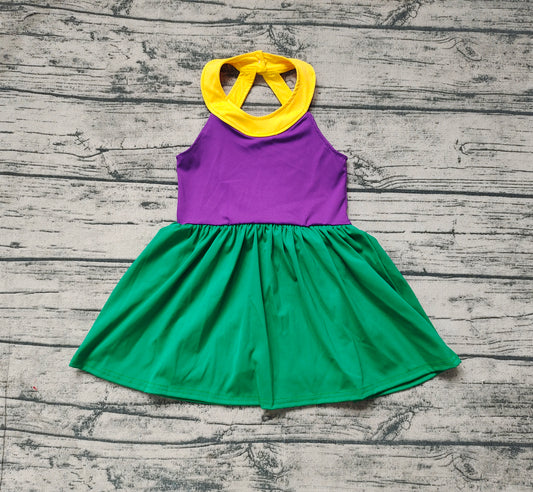 Pre-order GSD1433 Girls purple green yoga Dress