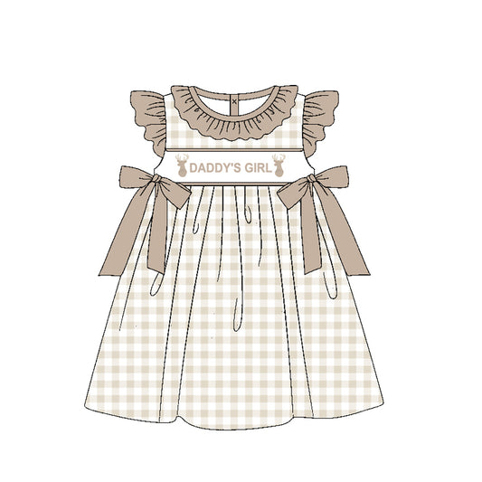 Pre-order GSD1607 baby Girls daddy‘s girl flying sleeve bow Dress（Deadline Dec.10）